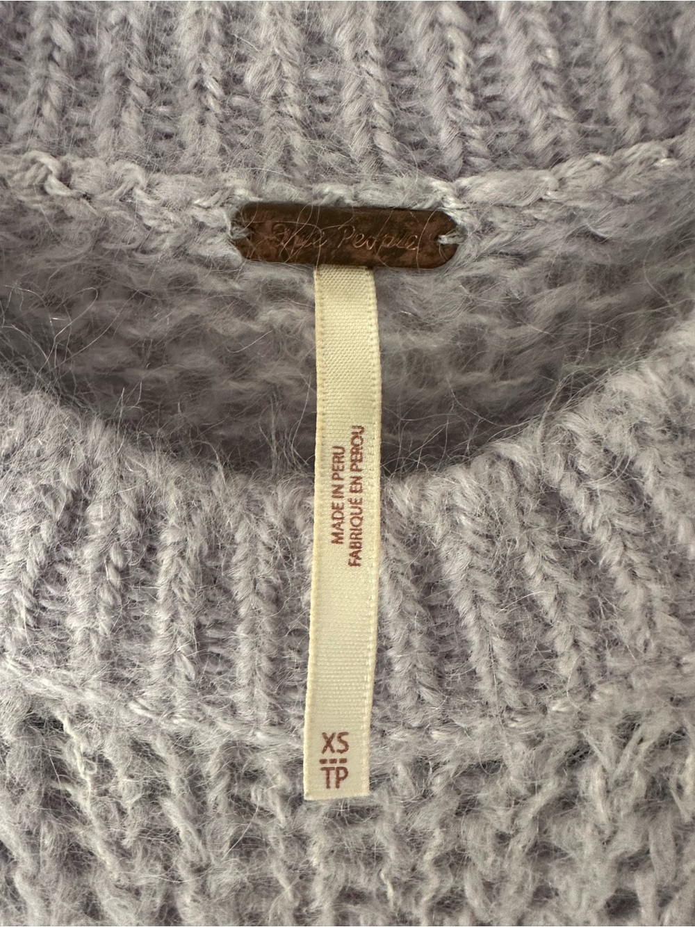 Free People open knit lavender crew neck sweater - Picture 3 of 5